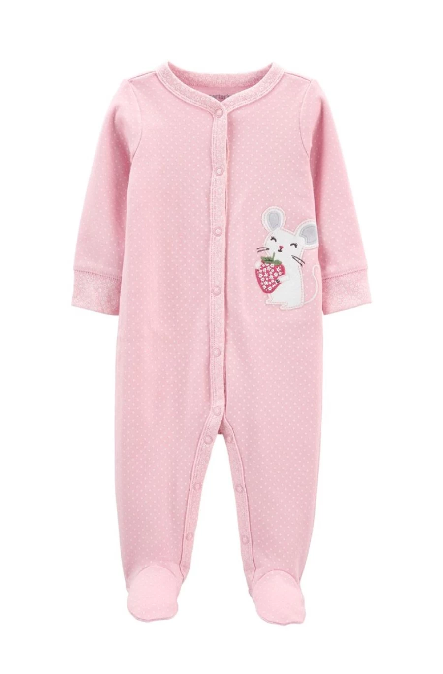 CARTER'S Girls' Cotton Snap-Up Sleep & Play Mouse Pajama Set