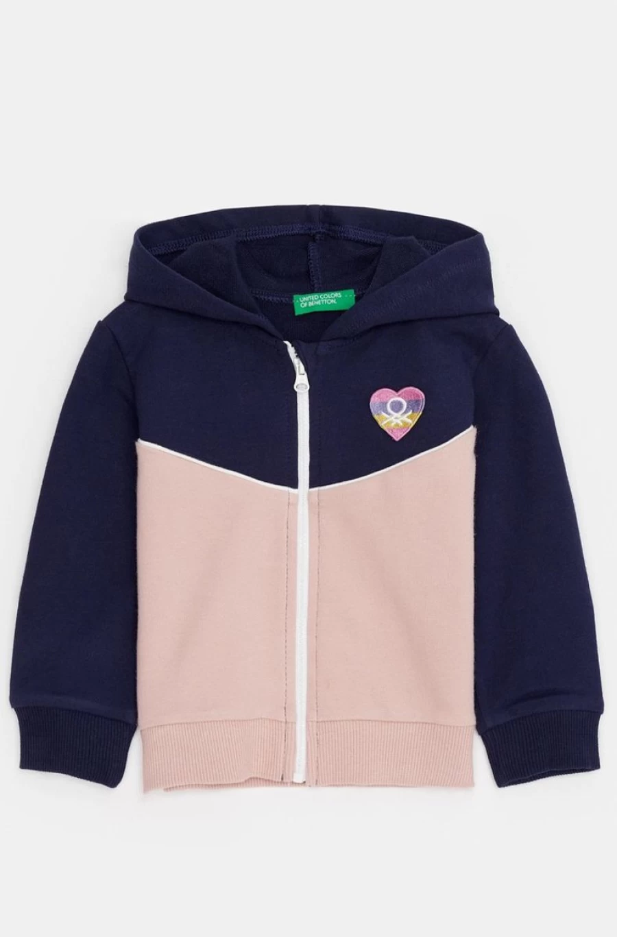 BENETTON Girls' Multi-Color Zip-Up Hoodie for Stylish Comfort
