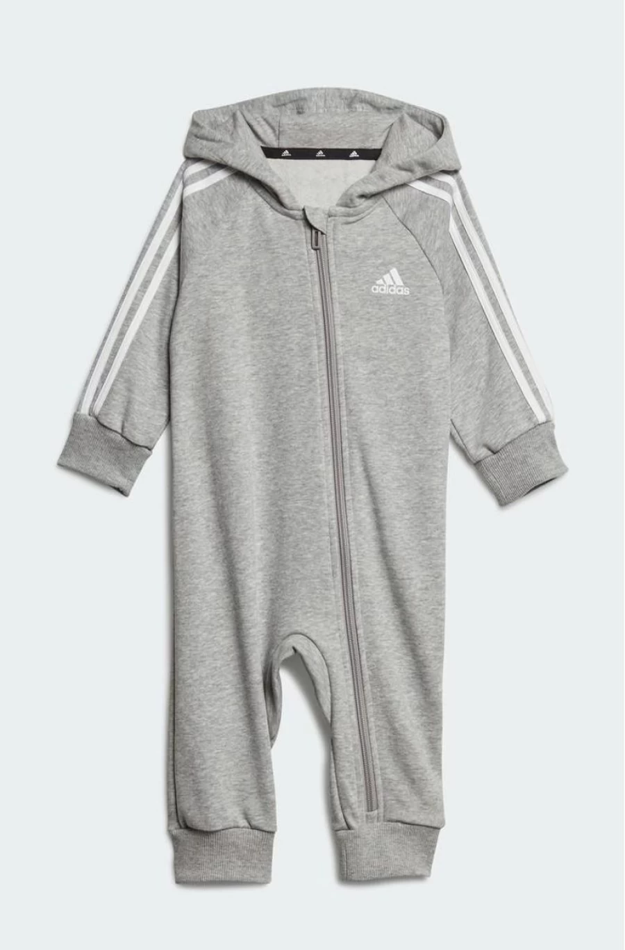Adidas Boys' Essentials 3-Stripes French Terry Bodysuit - Gray