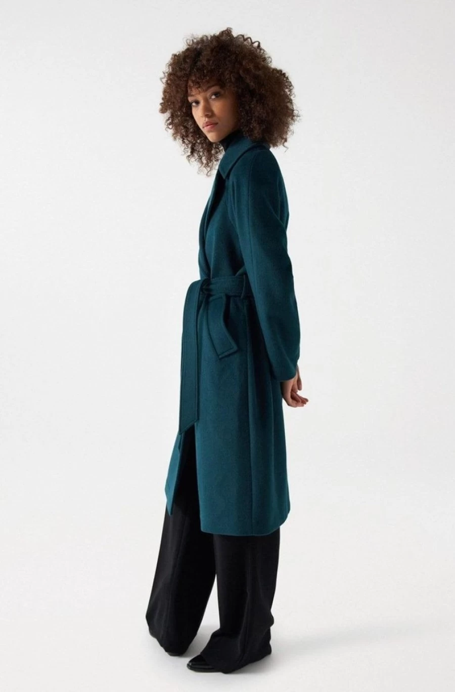 "SALSA JEANS Women's Long Wool Coat - Premium Winter Warm Trench Coat"