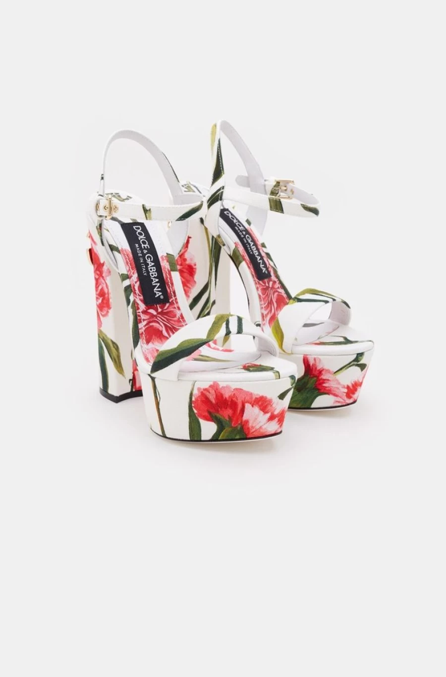 DOLCE & GABBANA Women's Floral Printed Fabric Platform Sandals in Multi Color