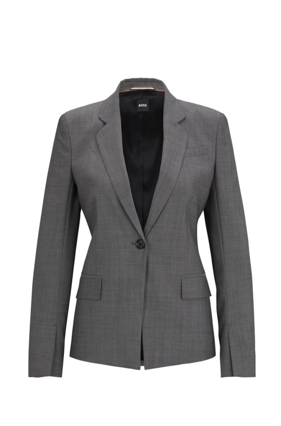 HUGO BOSS Women's Slim-Fit Italian Virgin-Wool Sharkskin Jacket - Patterned Design