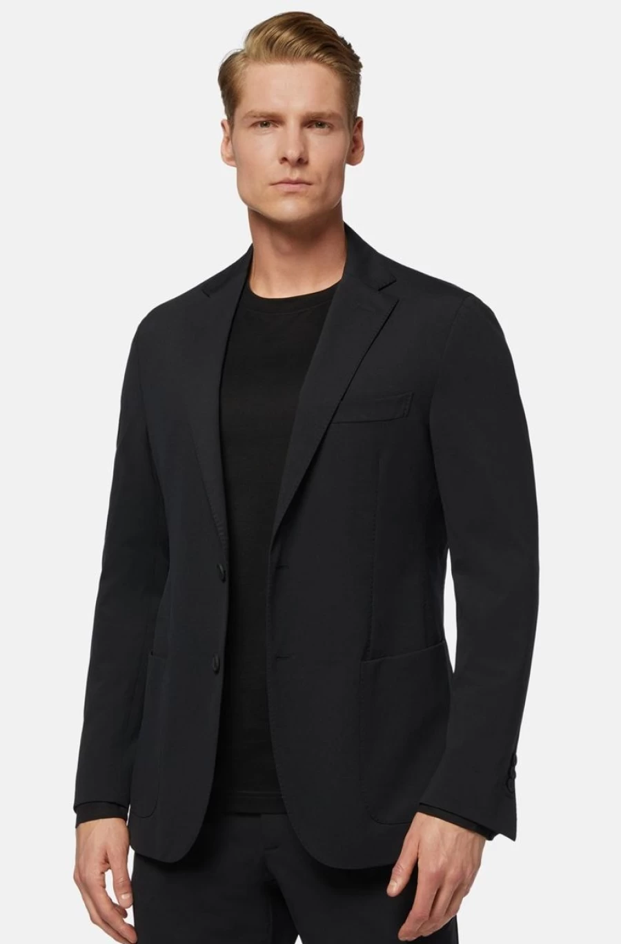 BOGGI MILANO Men's Black Stretch Nylon Blazer - Slim Fit Business Jacket