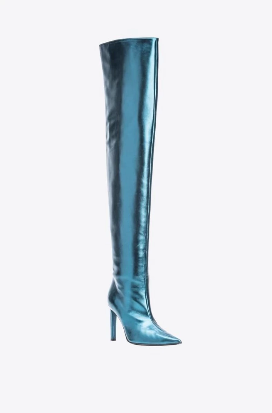 PINKO Women's Laminated Thigh-High Boots - Fashionable High Shine Leather Knee-High Boots