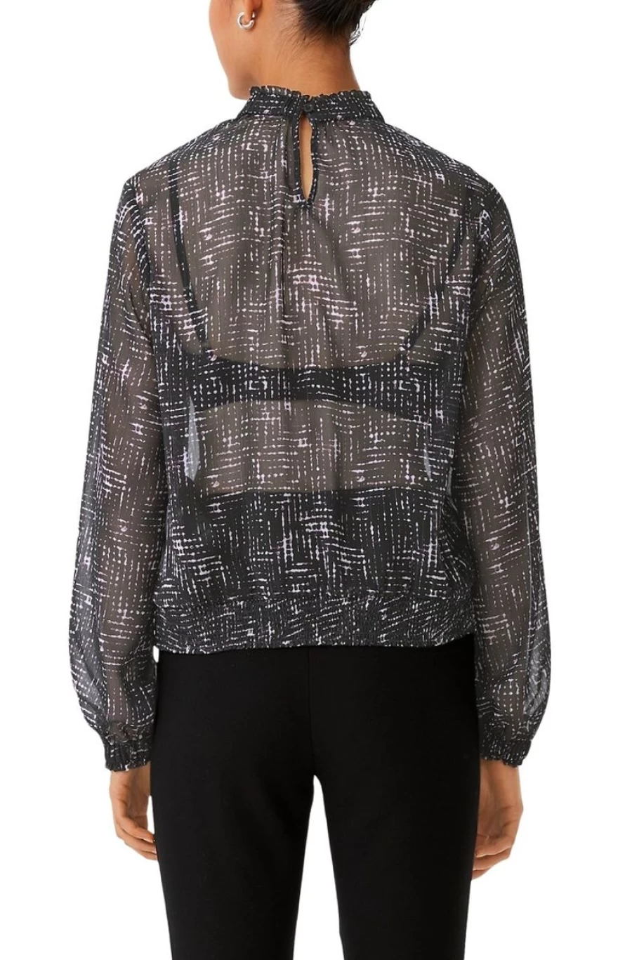 "COMMA Women's Elegant Chiffon Blouse with Sparkling Glitter Yarn Detail"