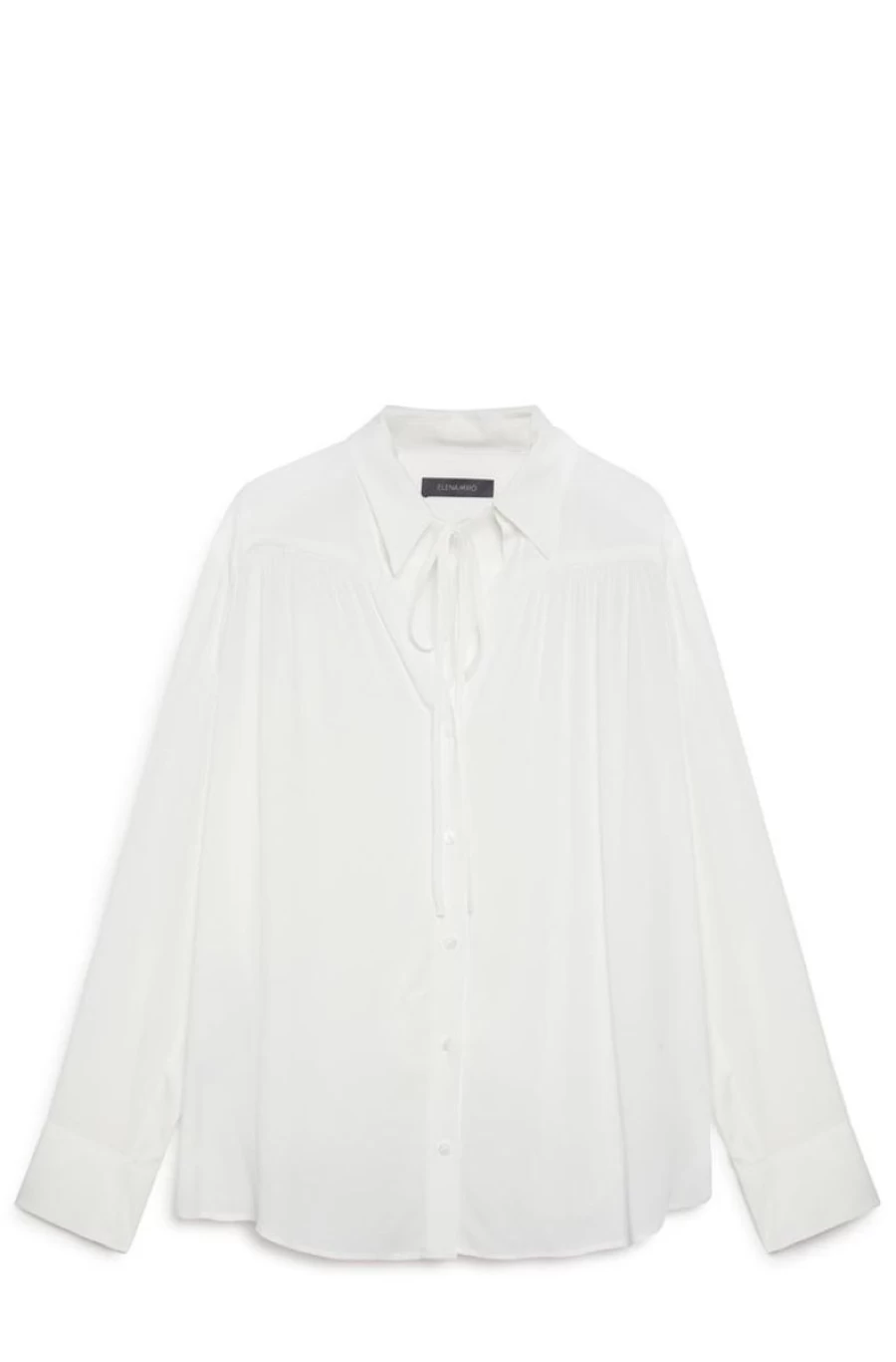 ELENA MIRO Women's Crepe de Chine Shirt with Elegant Yoke Gathers - Chic Blouse for Stylish Outfits