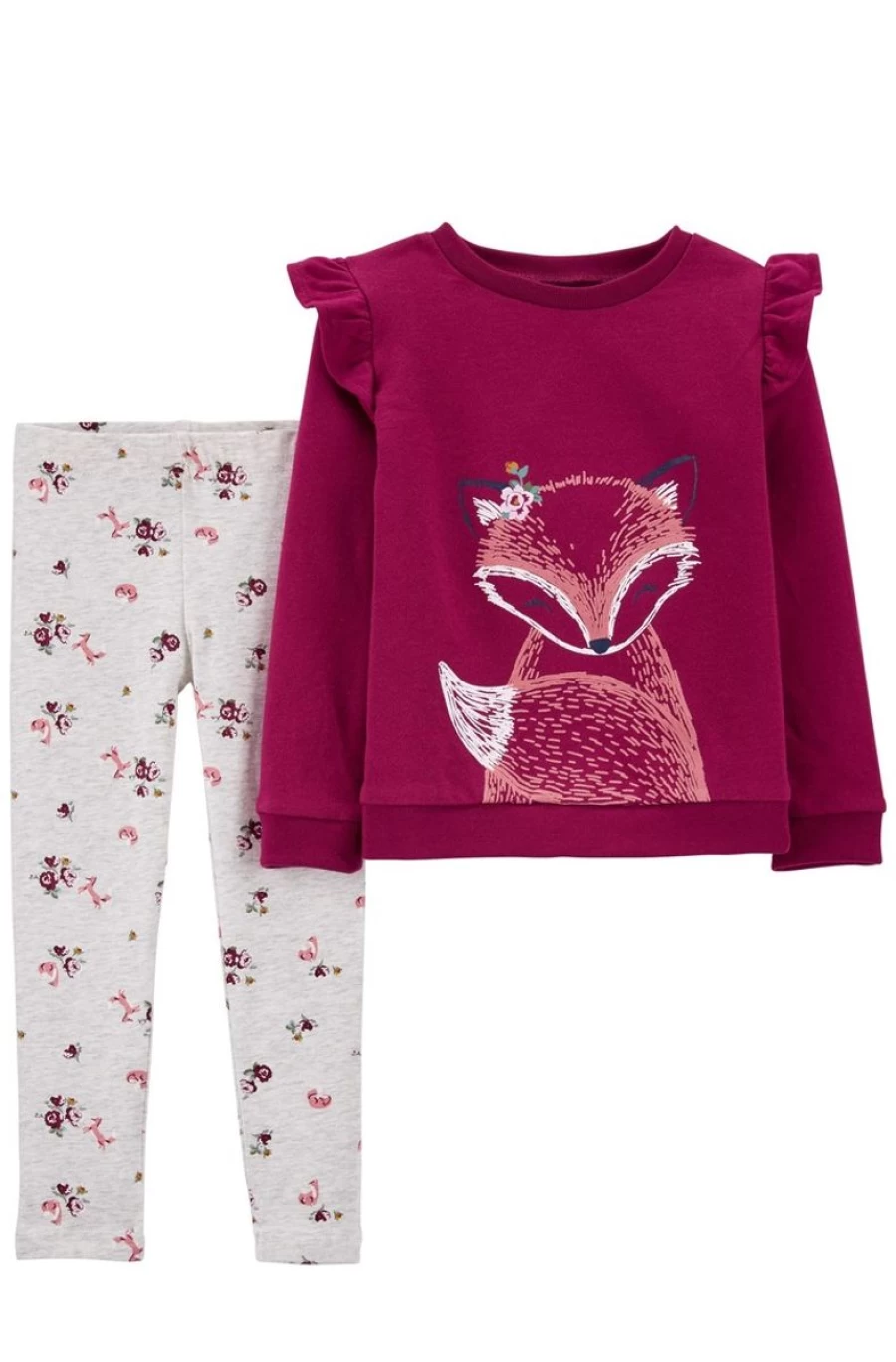 CARTER'S Girls' 2-Piece Fox Print Tee & Legging Set - Multi Color Outfit