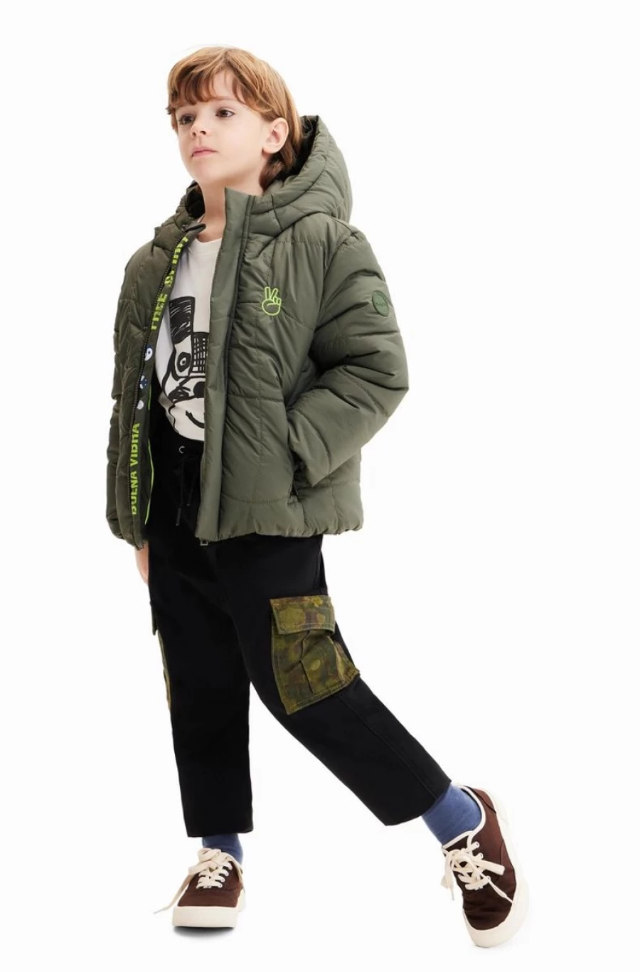 DESIGUAL Boys' Padded Hooded Jacket - Warm Winter Coat for Kids