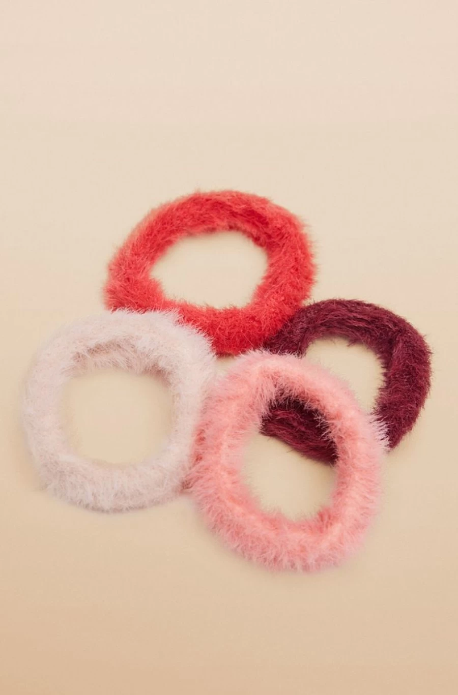 4-Pack WOMEN'SECRET Pink Hair Bands for Women - Soft Stretch Hair Ties for All Hair Types
