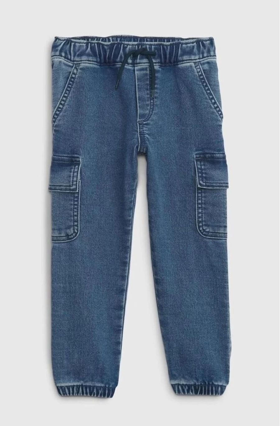 GAP Boys' Medium Wash Denim Cargo Joggers - Washwell Technology for Comfort