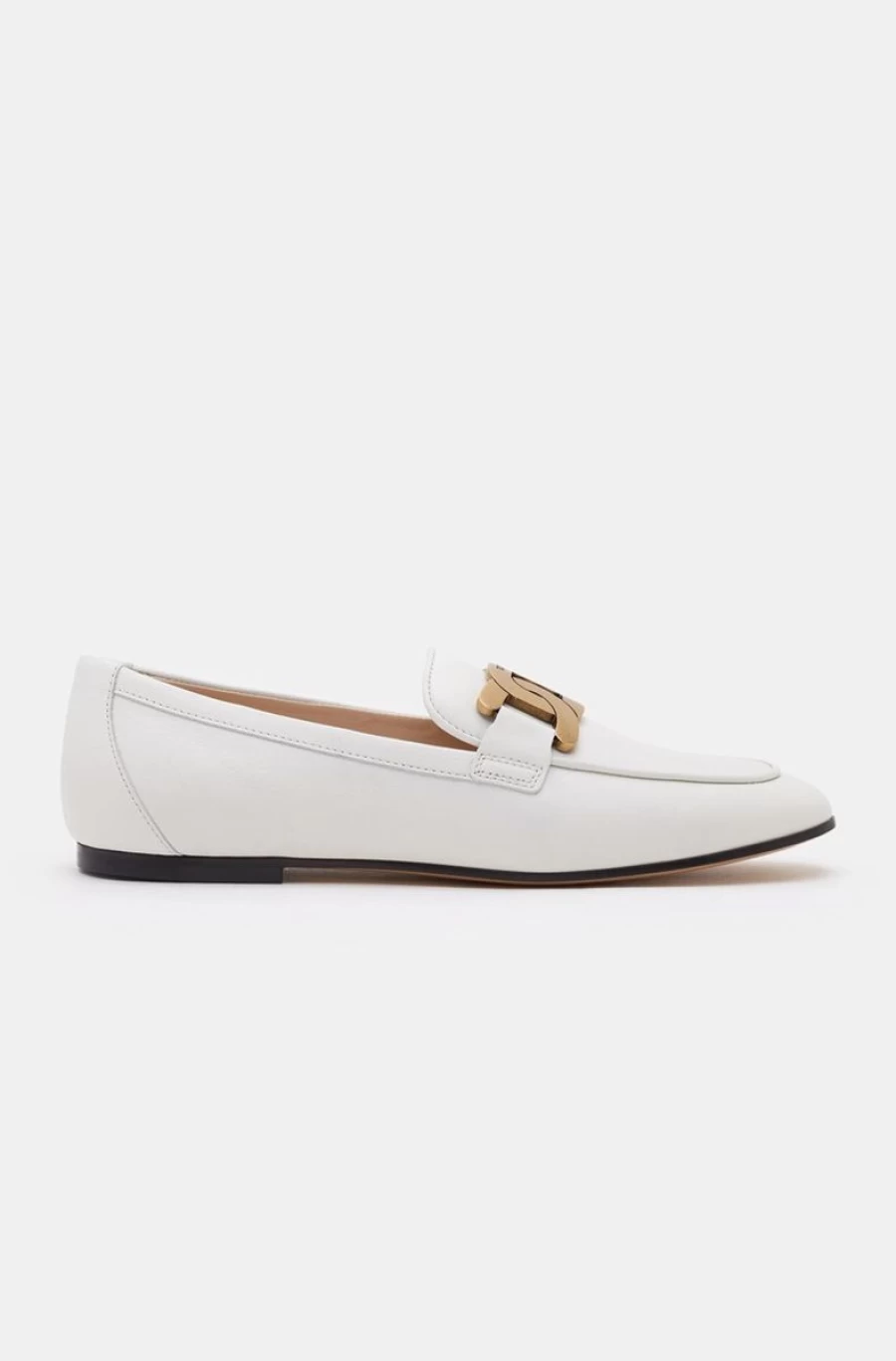 TOD'S Women's White Kate Leather Loafers | Classic Comfortable Slip-On Shoes