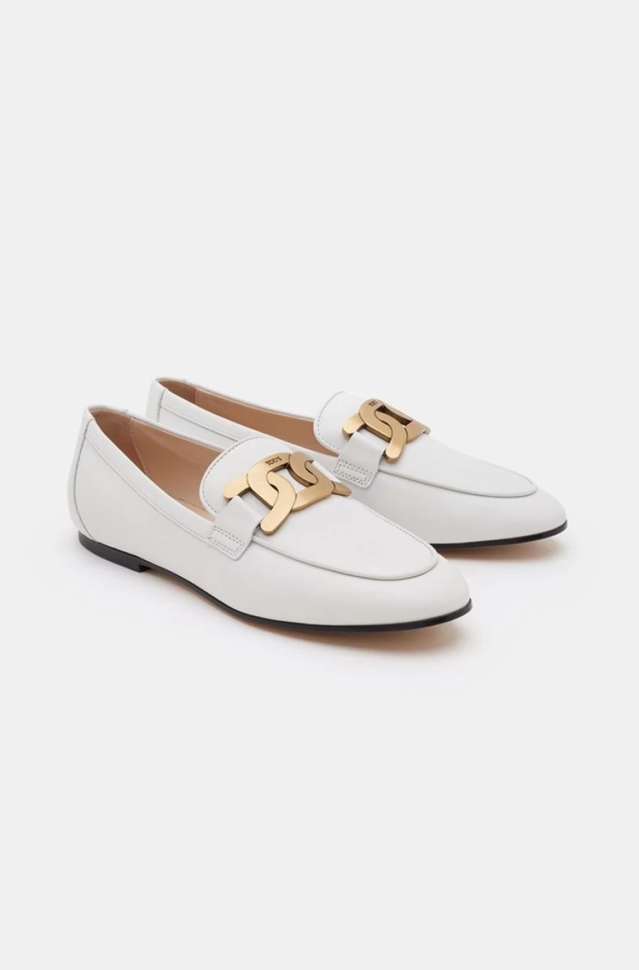 TOD'S Women's White Kate Leather Loafers | Classic Comfortable Slip-On Shoes