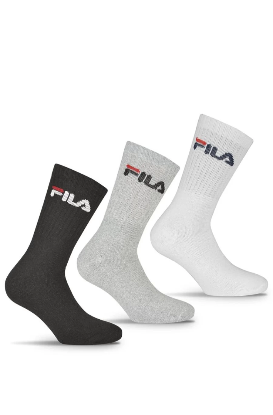 FILA Men's 3-Pack Cotton Crew Socks - Terry Tennis Athletic Socks for Men