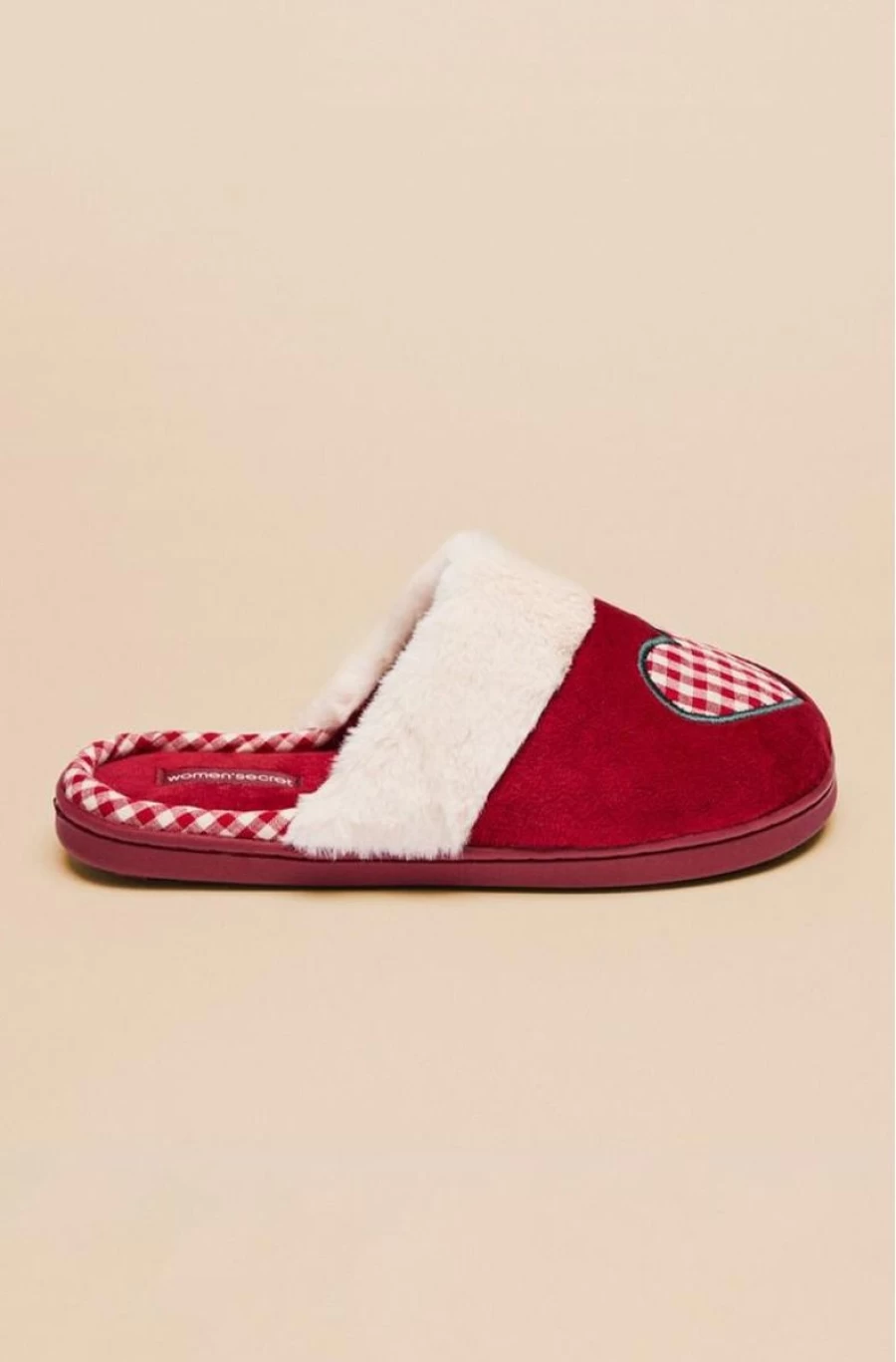 "WOMEN'SECRET Gingham Heart Slippers for Women - Cozy & Stylish House Shoes"