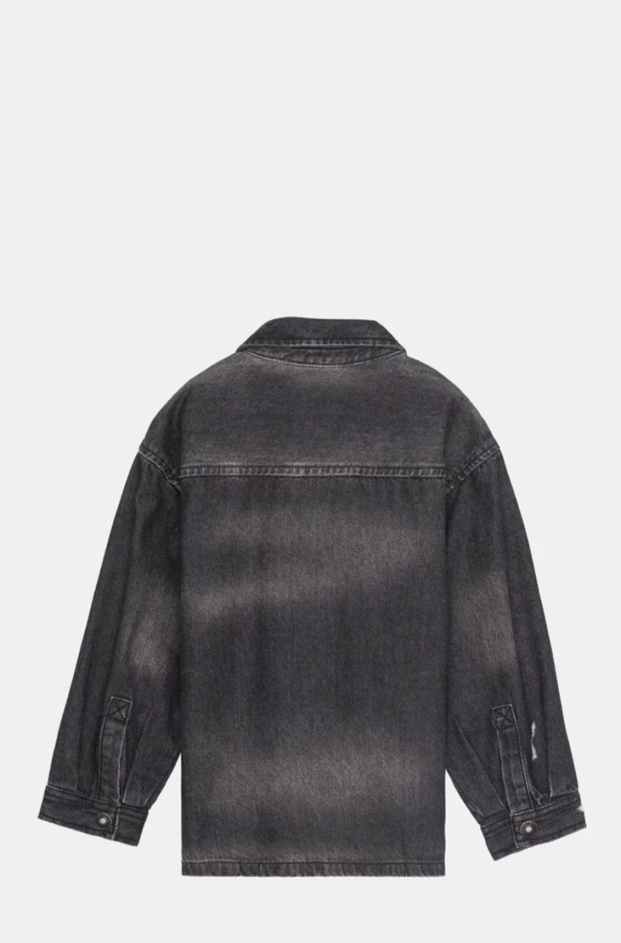 "SISLEY Boys' Dark Gray Oversized Denim Shirt – Relaxed Fit"
