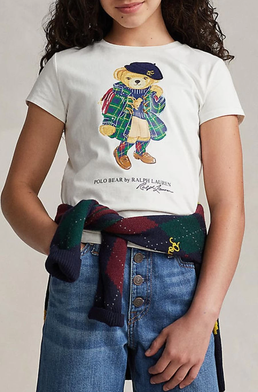 RALPH LAUREN Girls' White Polo Bear Cotton Jersey Tee
