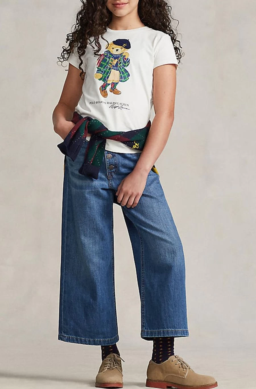RALPH LAUREN Girls' White Polo Bear Cotton Jersey Tee
