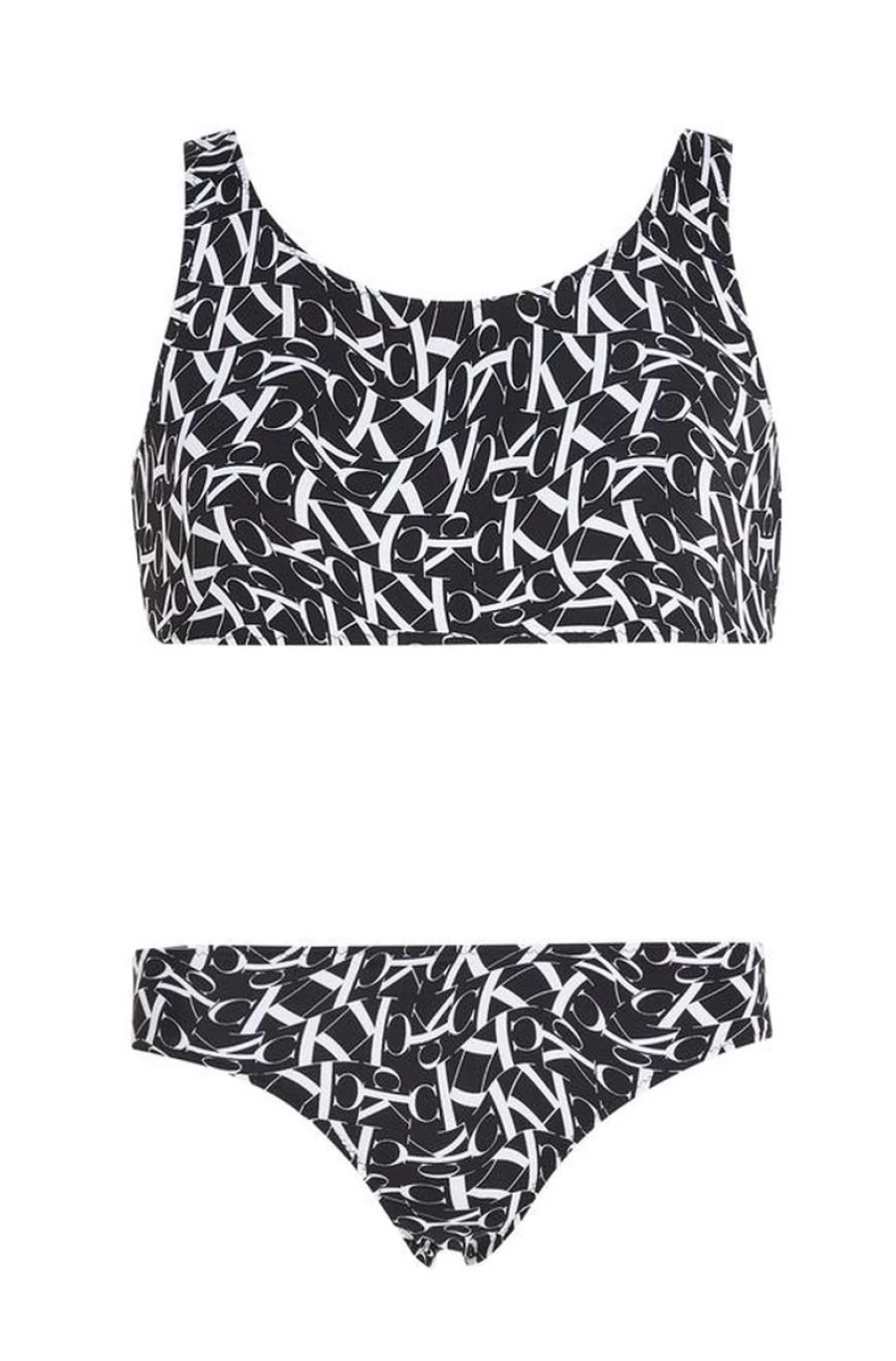 CALVIN KLEIN Monogram Bralette Bikini Set for Girls - Multi Color Swimwear