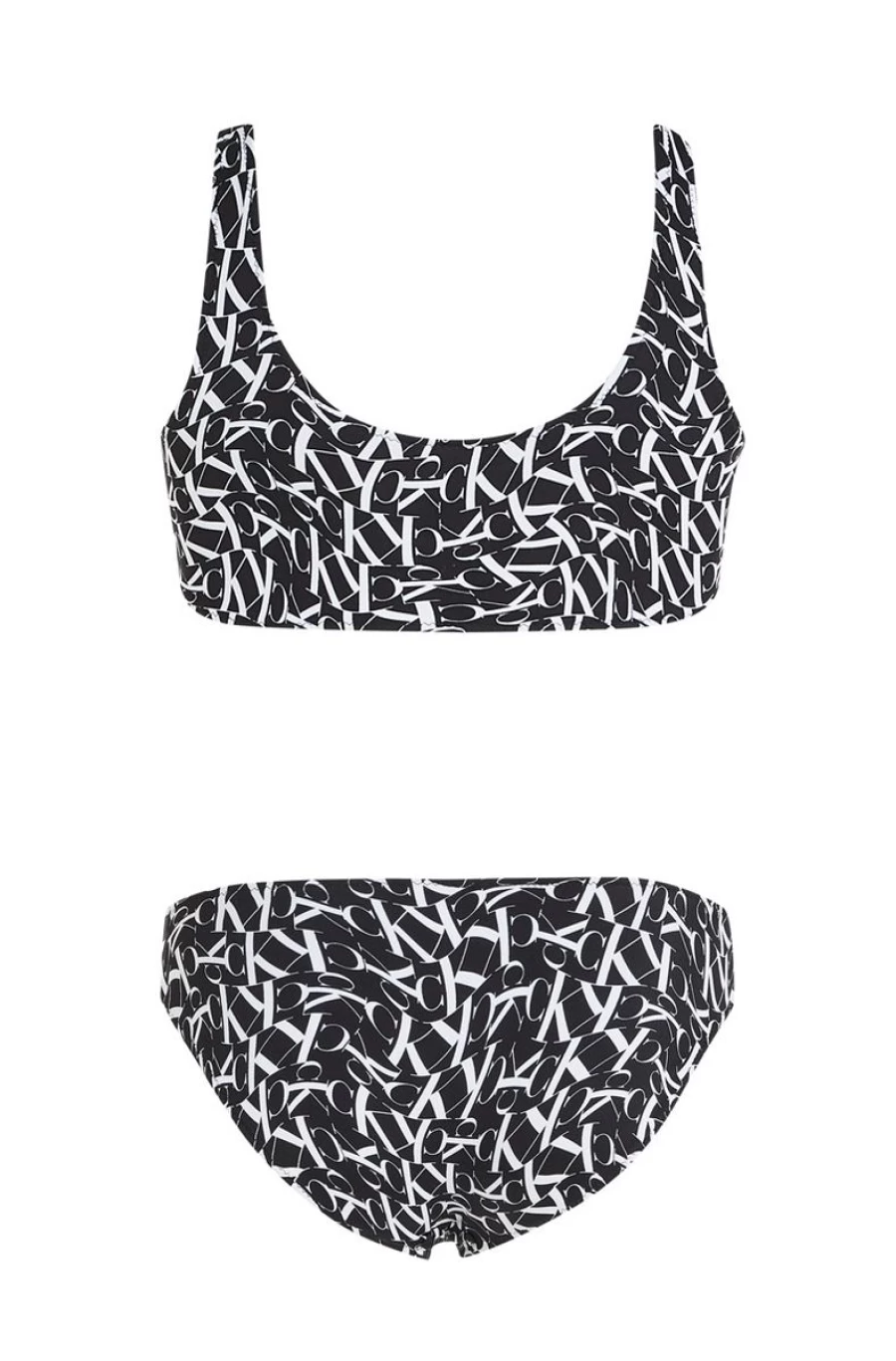 CALVIN KLEIN Monogram Bralette Bikini Set for Girls - Multi Color Swimwear