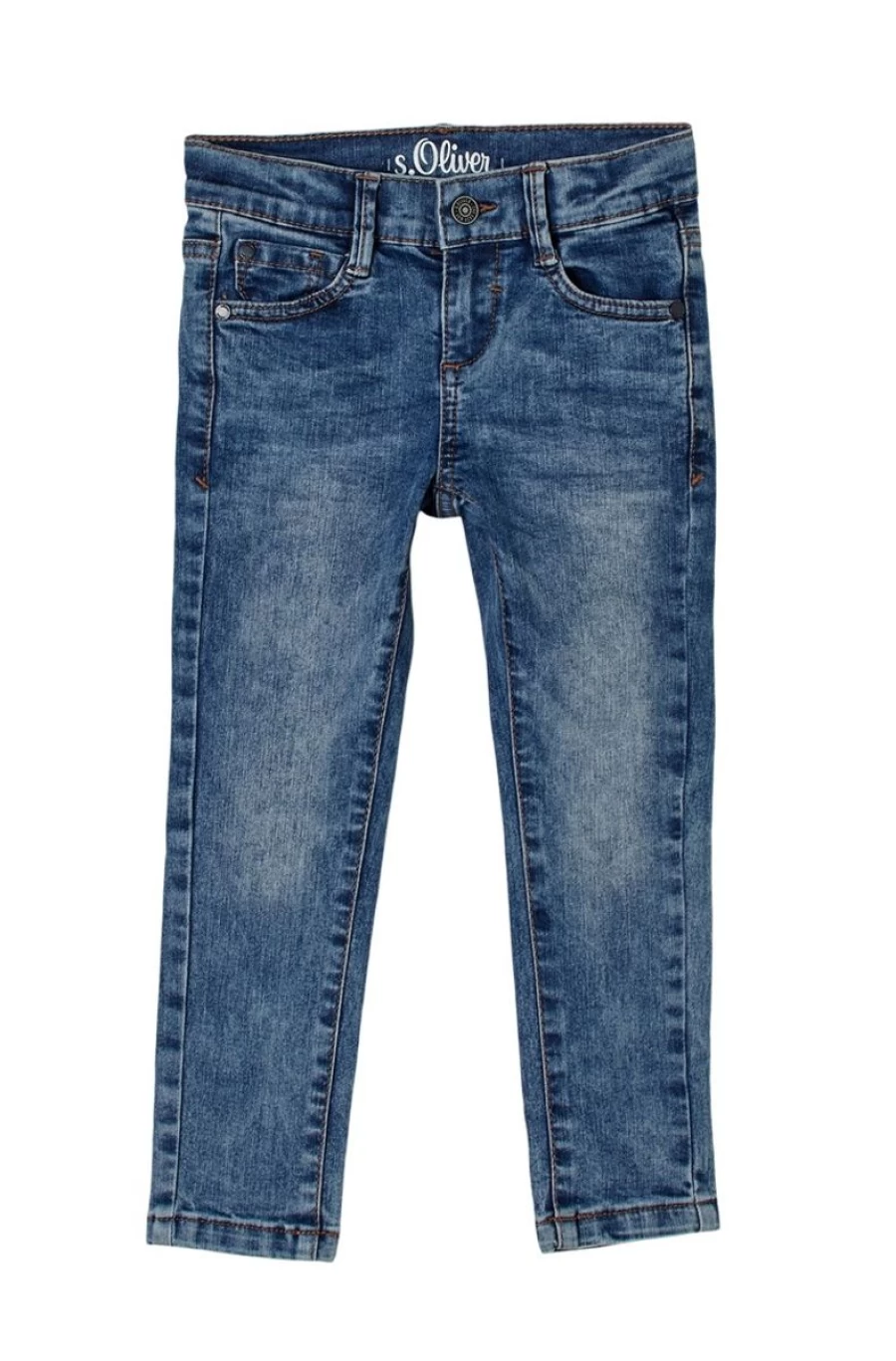 S.OLIVER Boys' Slim Fit Blue Washed Denim Jeans for Comfort and Style