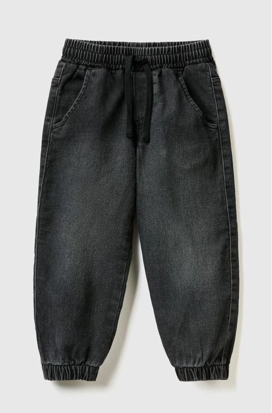 Benetton Boys Black Denim-Look Sweat Joggers for Comfort & Style