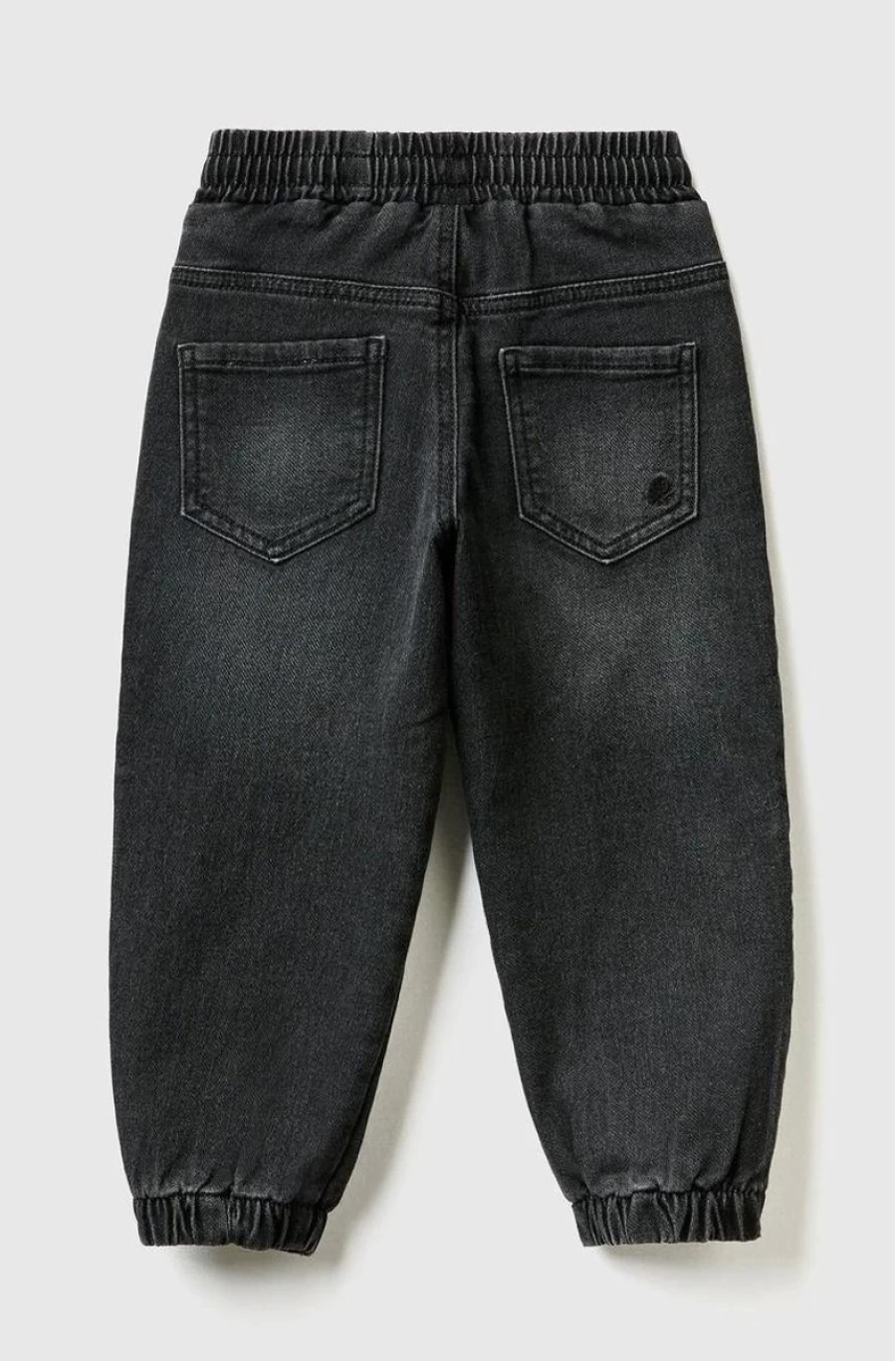 Benetton Boys Black Denim-Look Sweat Joggers for Comfort & Style