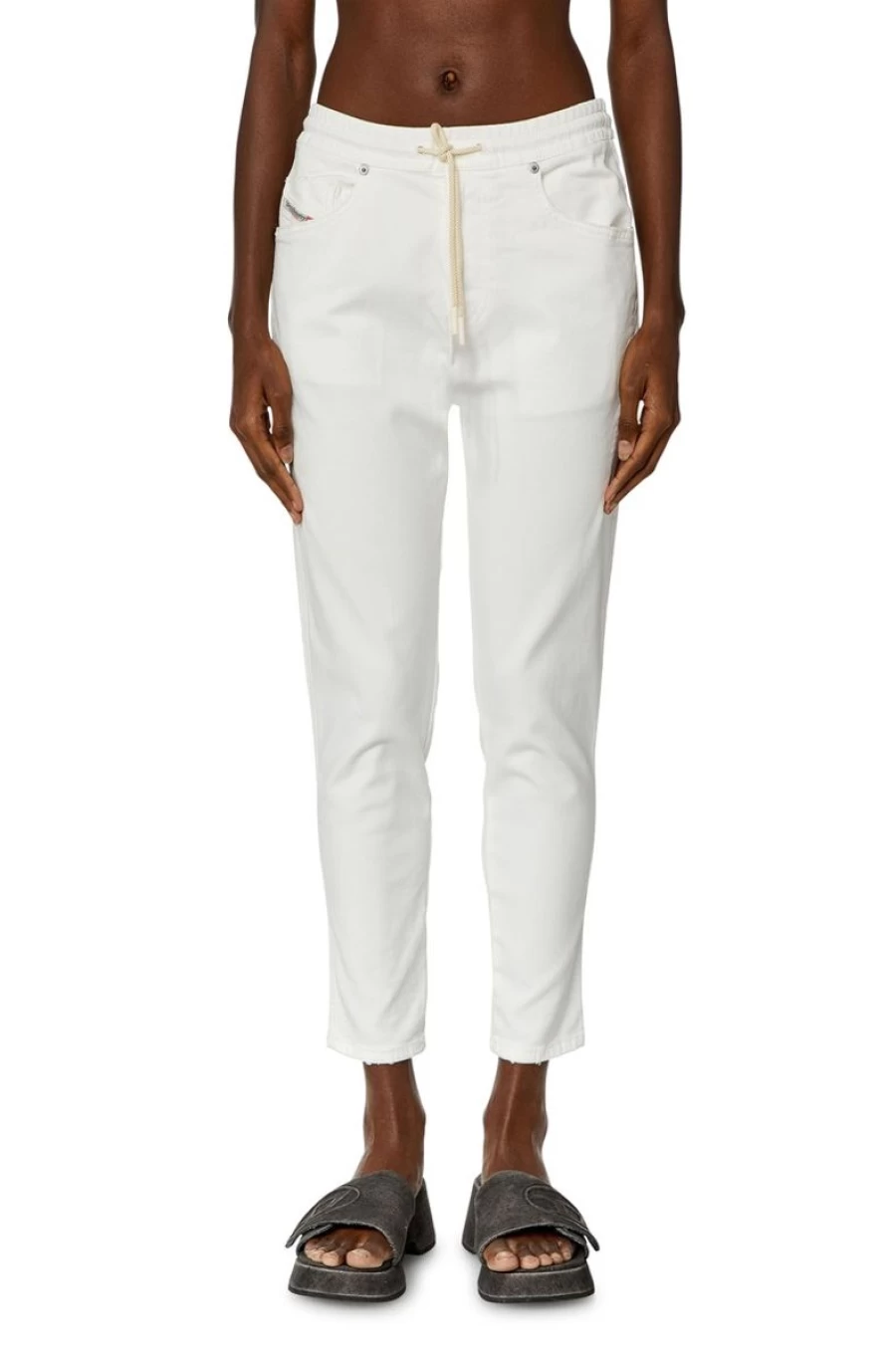 DIESEL Women's White Boyfriend Fit 2041 D-Fayza Joggjeans® 068Hx Relaxed Comfort Stretch Denim