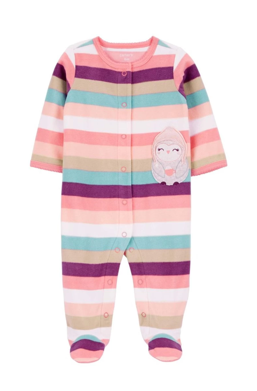 CARTER'S Girls Baby Owl Fleece Snap-Up Sleep & Play Pajamas - Cozy Winter Outfit