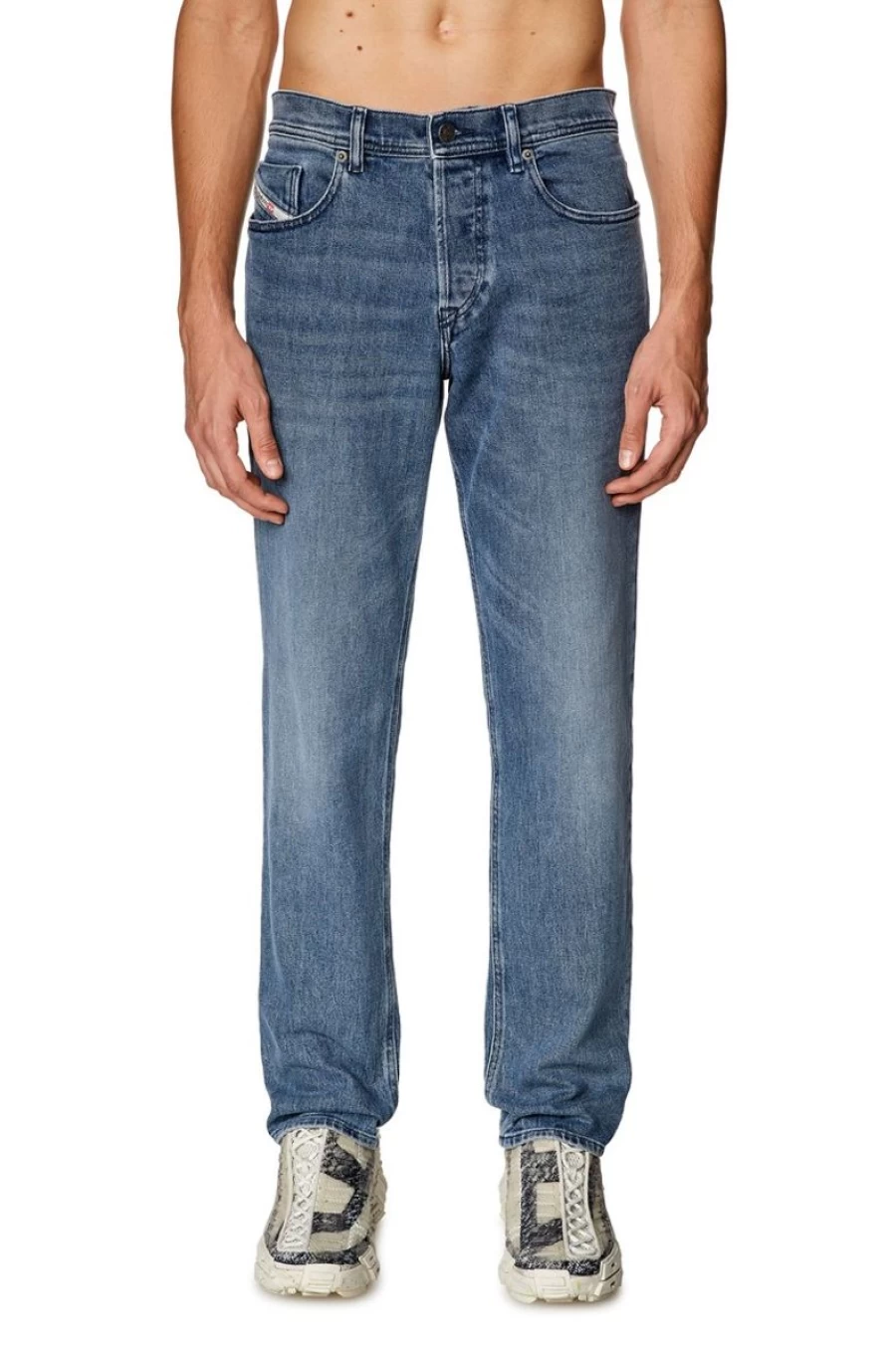 DIESEL Men's Medium Blue Tapered Jeans - 2023 D-Finitive 09H30 Slim Fit Denim Pants