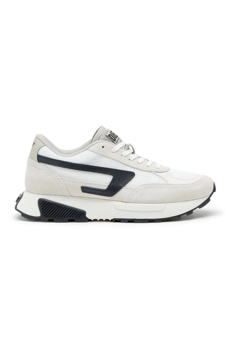 DIESEL Men's White/Black Low-Top Sneakers in Mesh, Suede & Leather - Casual Athletic Shoes