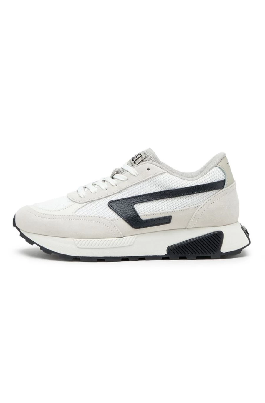 DIESEL Men's White/Black Low-Top Sneakers in Mesh, Suede & Leather - Casual Athletic Shoes