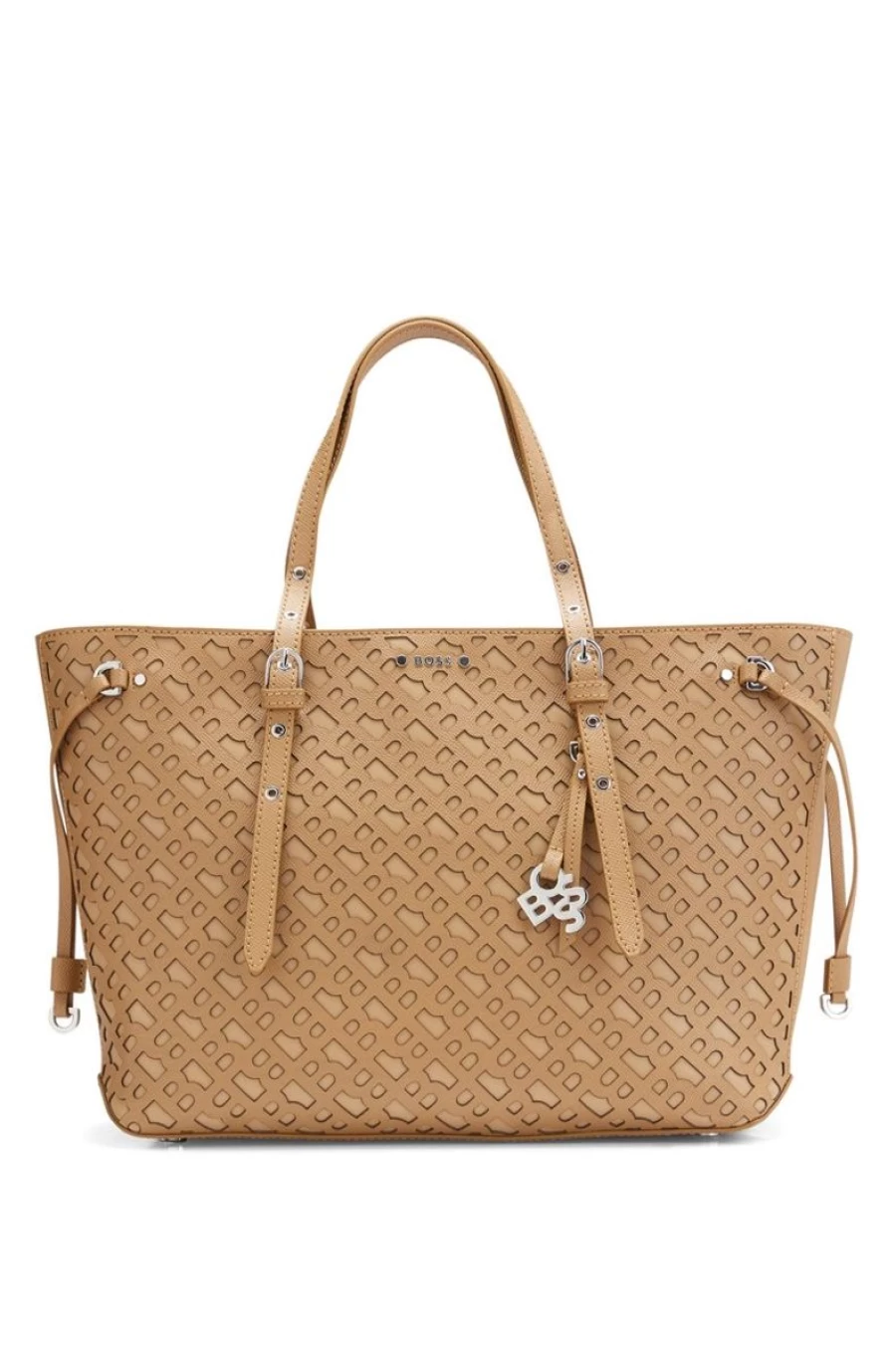 HUGO BOSS Women's Leather Shopper Bag with Monogram Design - Premium Handbag for Women
