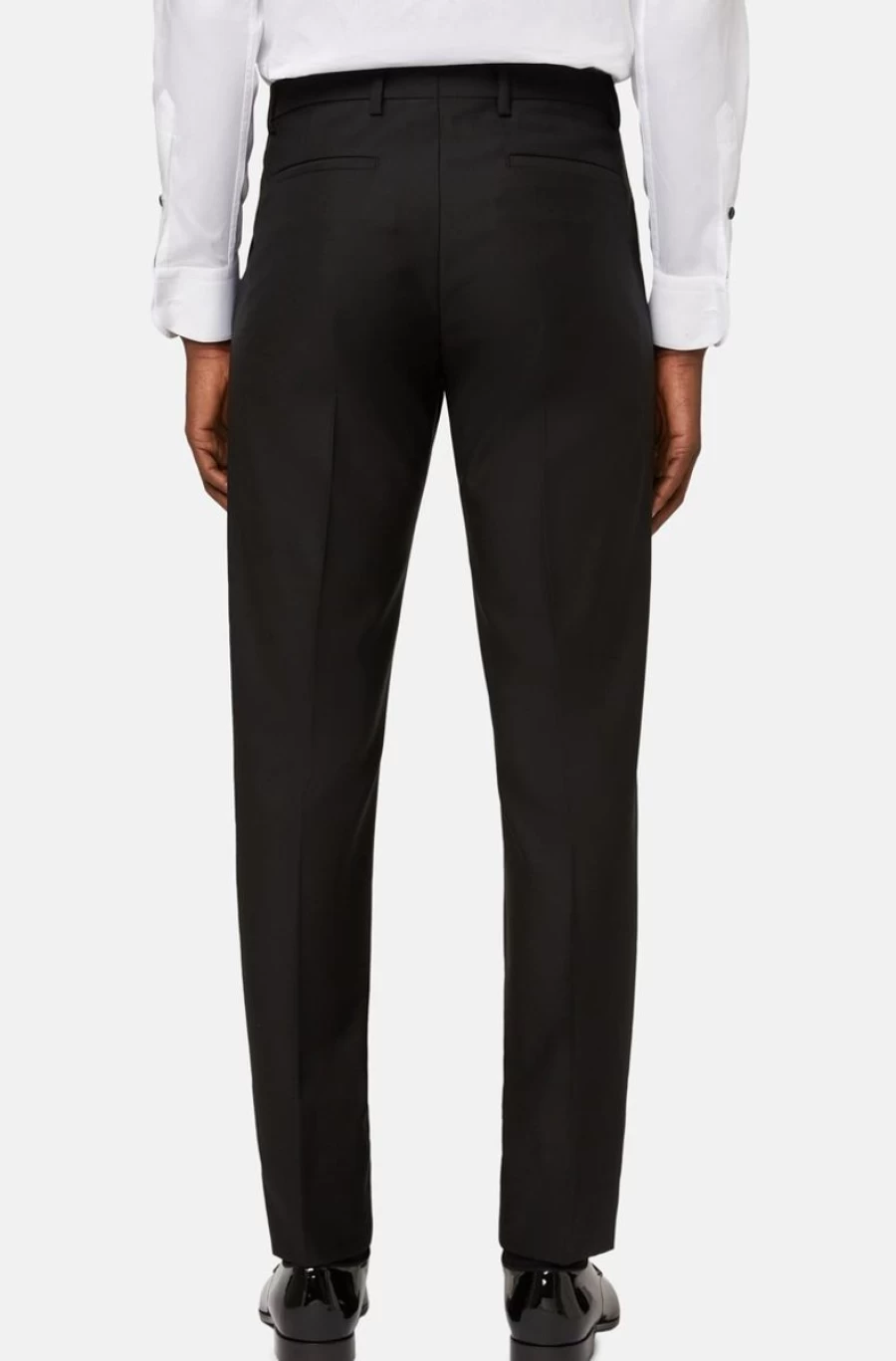 BOGGI MILANO Men's Black Virgin Wool Tuxedo Trousers for Formal Wear