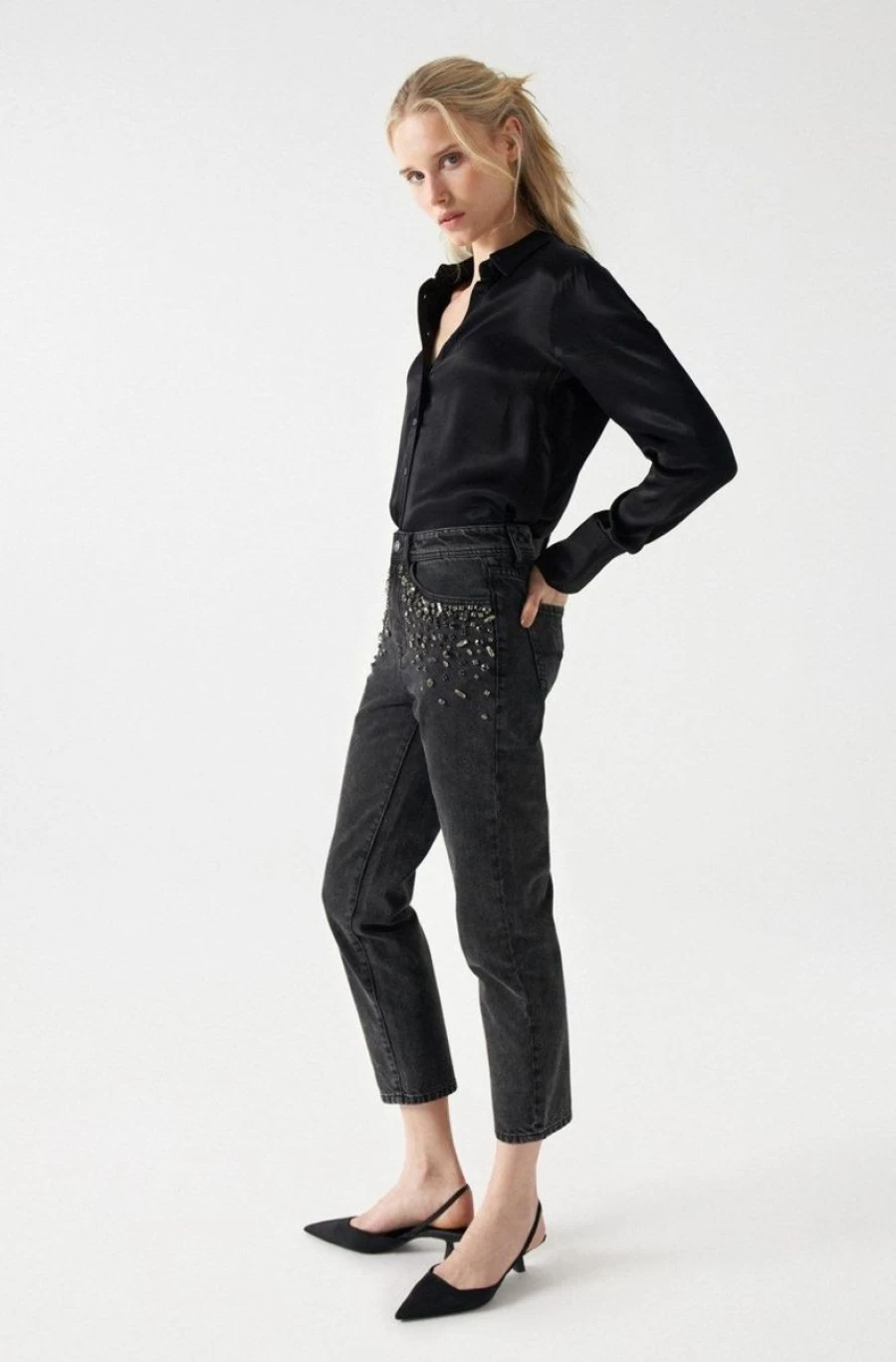"SALSA JEANS Women's Rhinestone Embellished True Fit Denim Jeans"