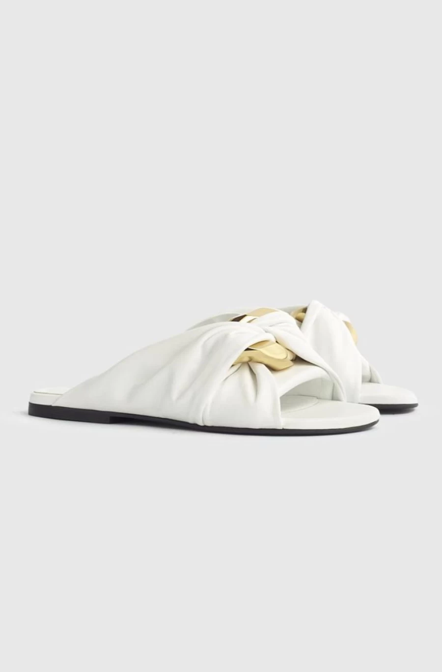 JW ANDERSON Women's White Leather Chain Twist Flats