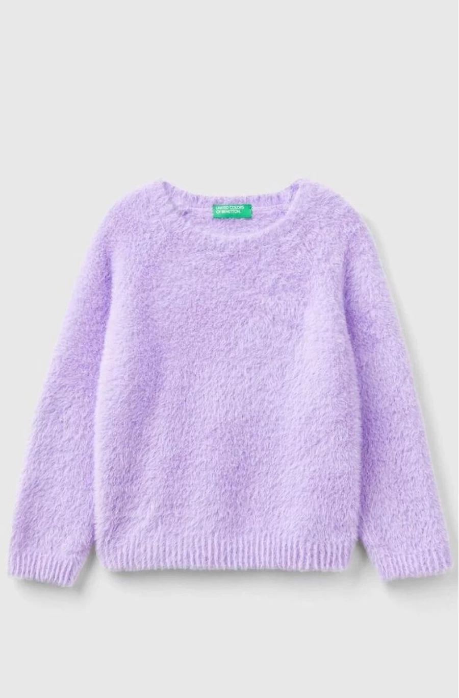 BENETTON Girls' Cozy Faux Fur Sweater for Stylish Winter Outfits