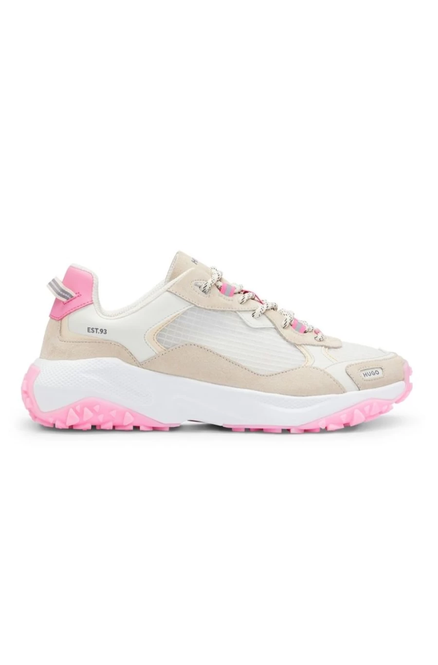 "HUGO BOSS Women's Mixed-Material Trainers With Contrast Details - Stylish Comfort Sneakers"