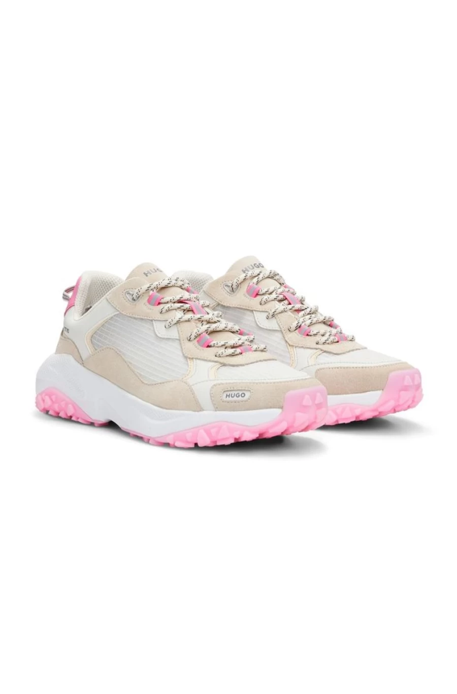 "HUGO BOSS Women's Mixed-Material Trainers With Contrast Details - Stylish Comfort Sneakers"
