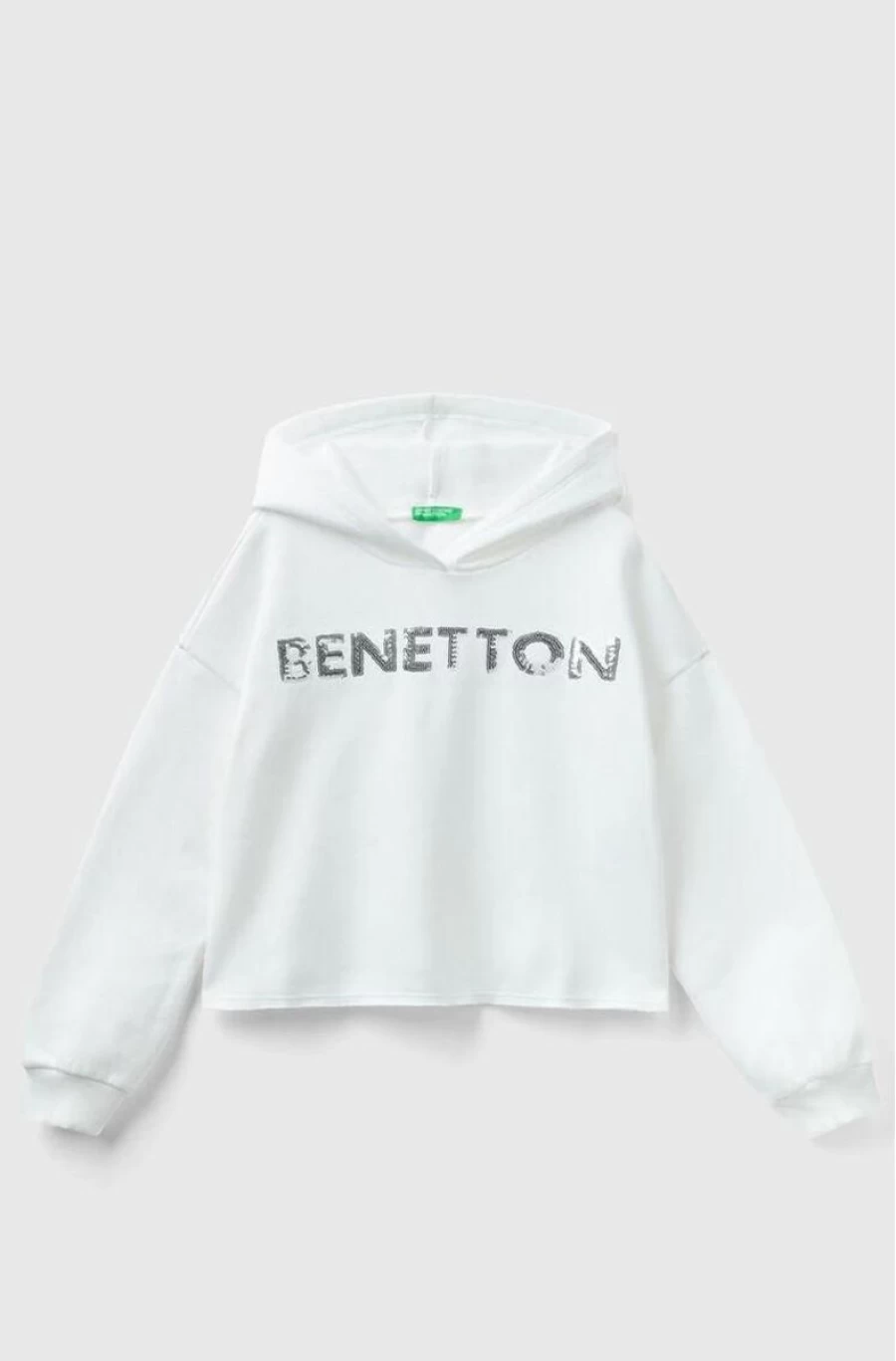 BENETTON Girls' Hoodie With Embroidered Logo Sequins - Stylish & Comfortable Pullover