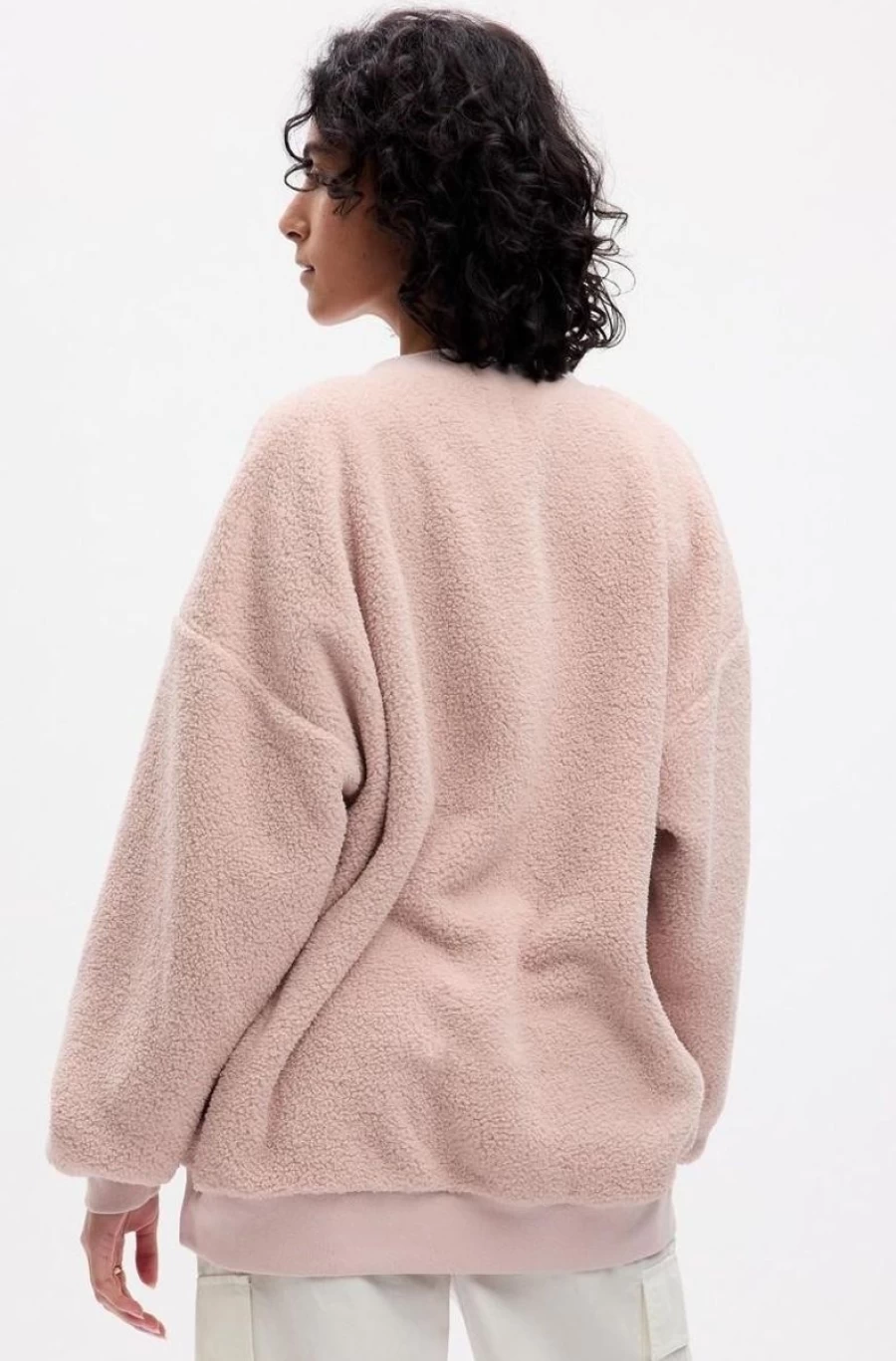 GAP Women's Recycled Arch Logo Sherpa Sweatshirt - Eco-Friendly Fleece Pullover