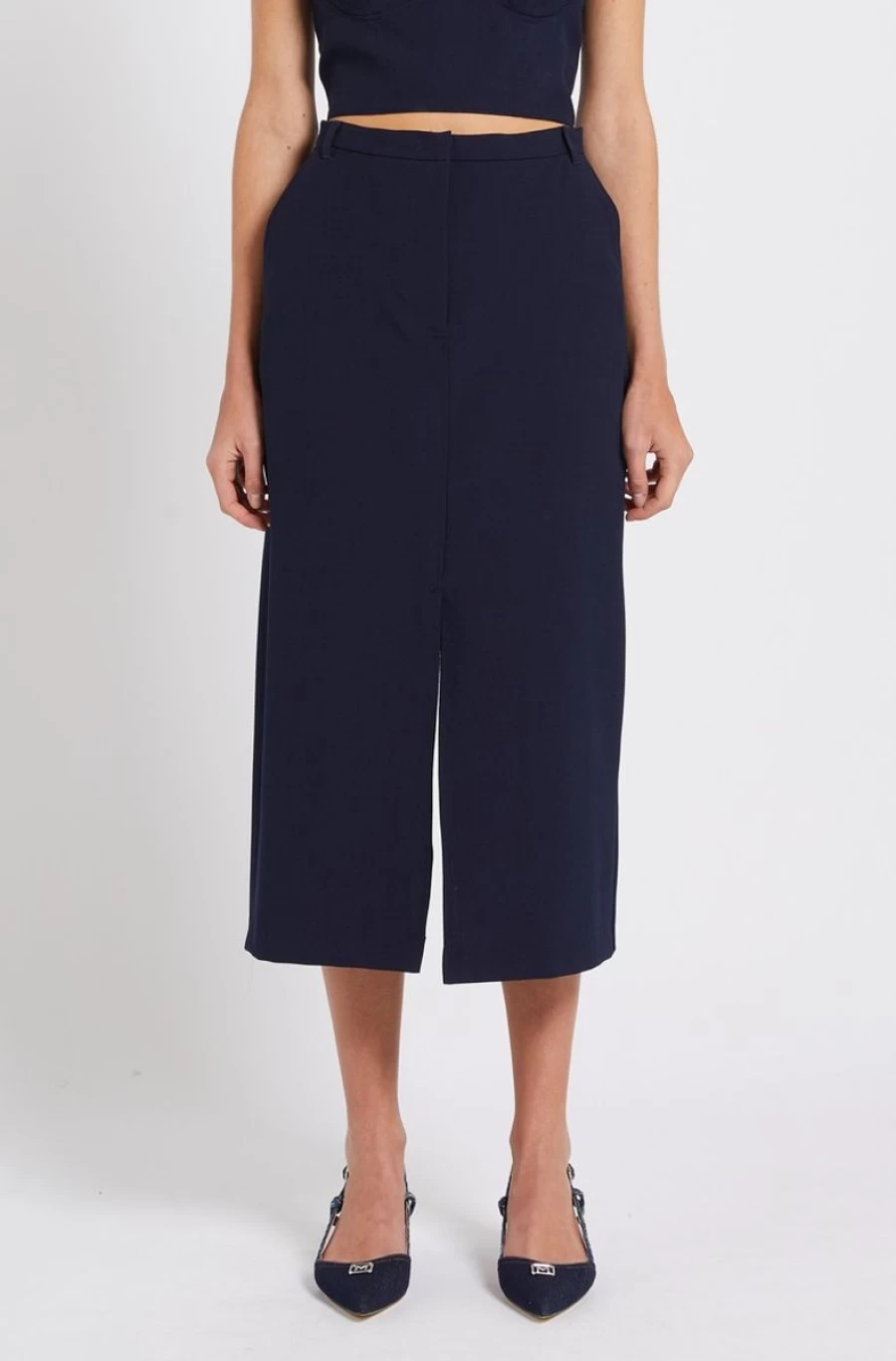 MARELLA Women's Blue Slit-Detail Skirt - Elegant High-Slit Design for Stylish Outfits