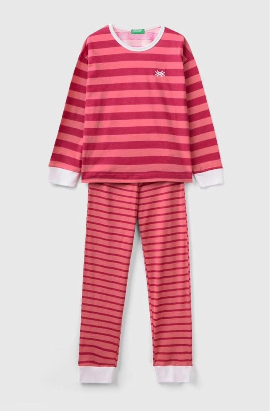 Benetton Boys Pink Striped Cotton Blend Long Pyjamas