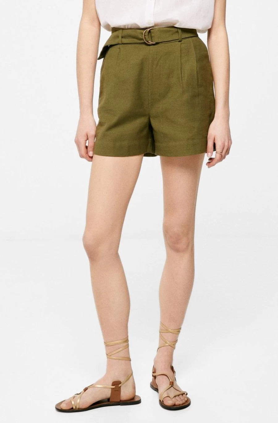 "SPRINGFIELD Women's Cotton Bermuda Shorts with Belt - Comfortable Casual Summer Shorts"