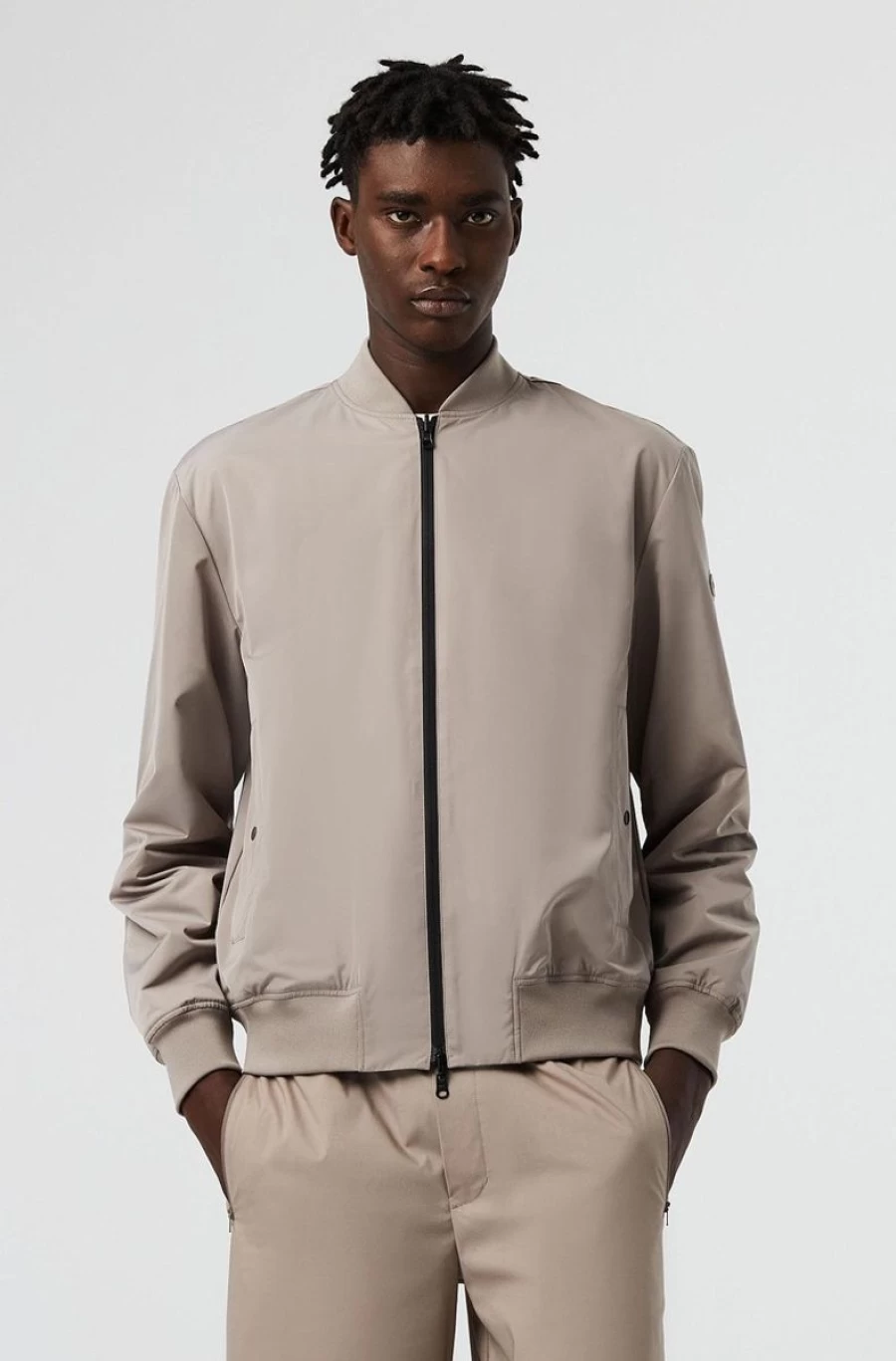ALPHATAURI Men's Beige Bomber Jacket – Lightweight Casual Outerwear