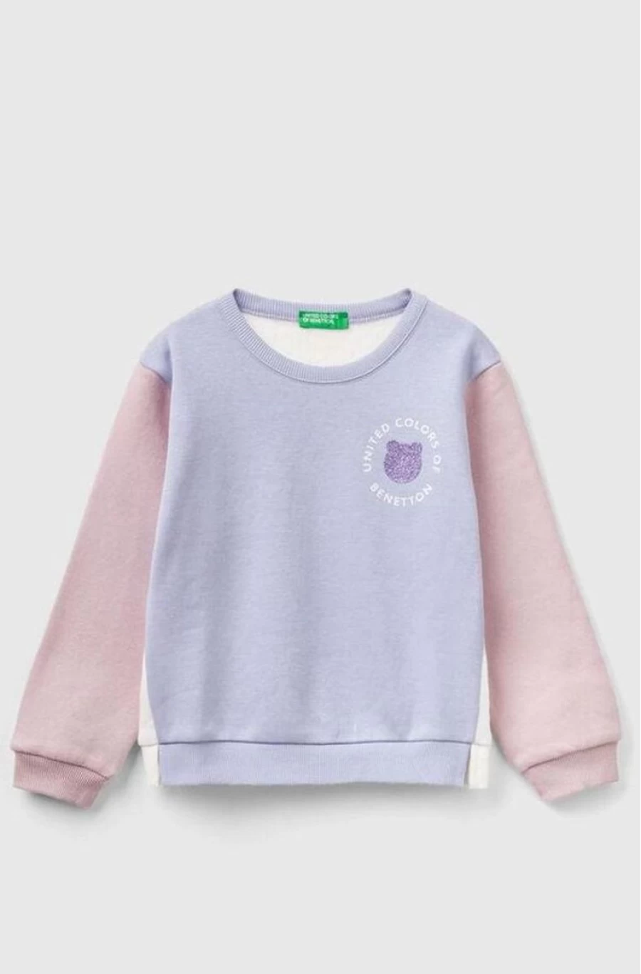 BENETTON Girls' Glitter Print Sweatshirt | Sparkling Comfort & Style