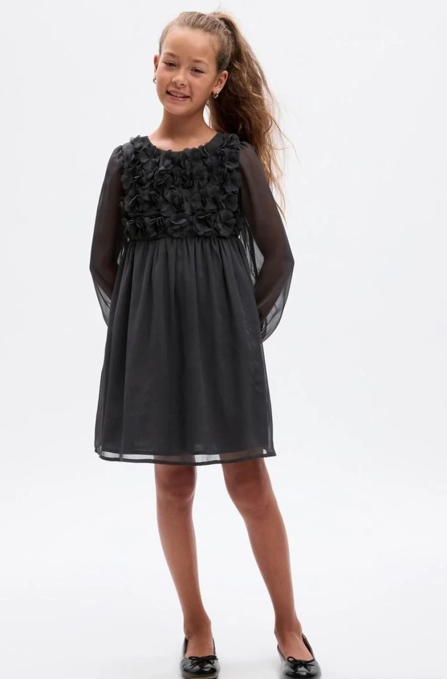 GAP Girls Floral Long Sleeve Dress for Kids - Spring Summer Flower Print Party Dress