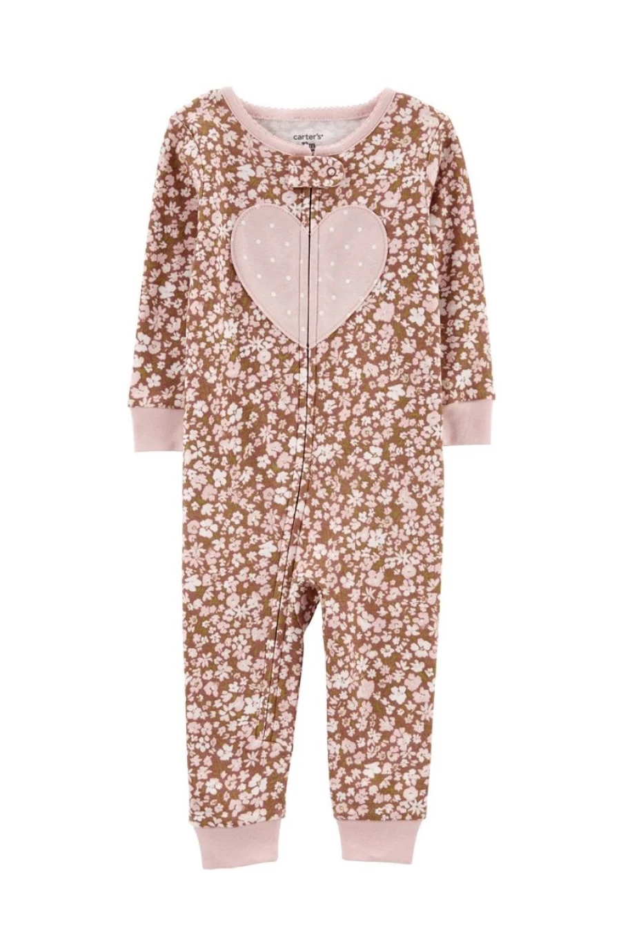 Carter's Girls Floral Cotton Zip-Up Footed Pajamas - Multi Color Sleep & Play Outfit