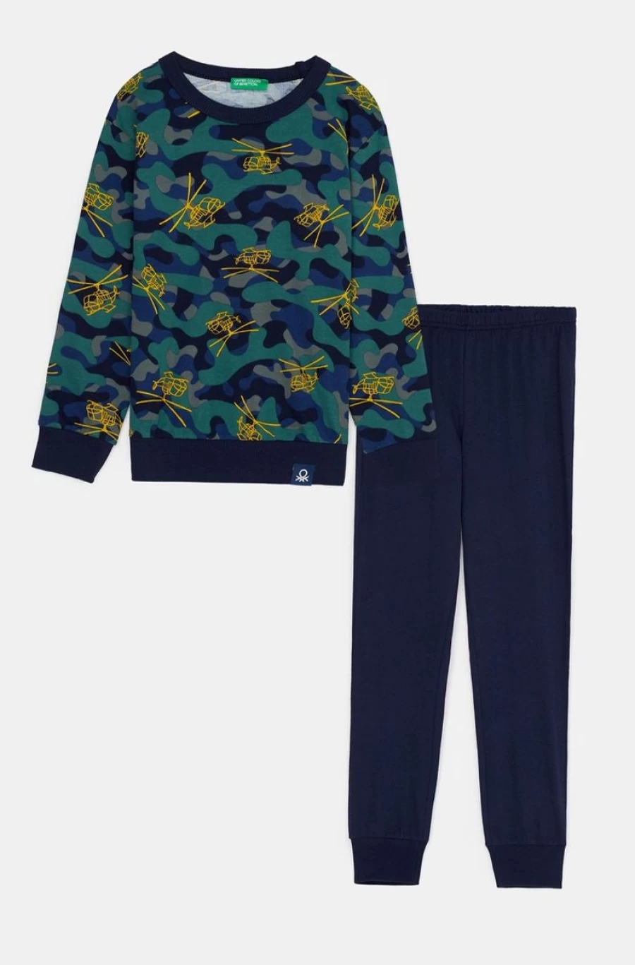 Benetton Boys' Long Sleeve Cotton Pyjamas - Multi Color Striped Sleepwear for Kids