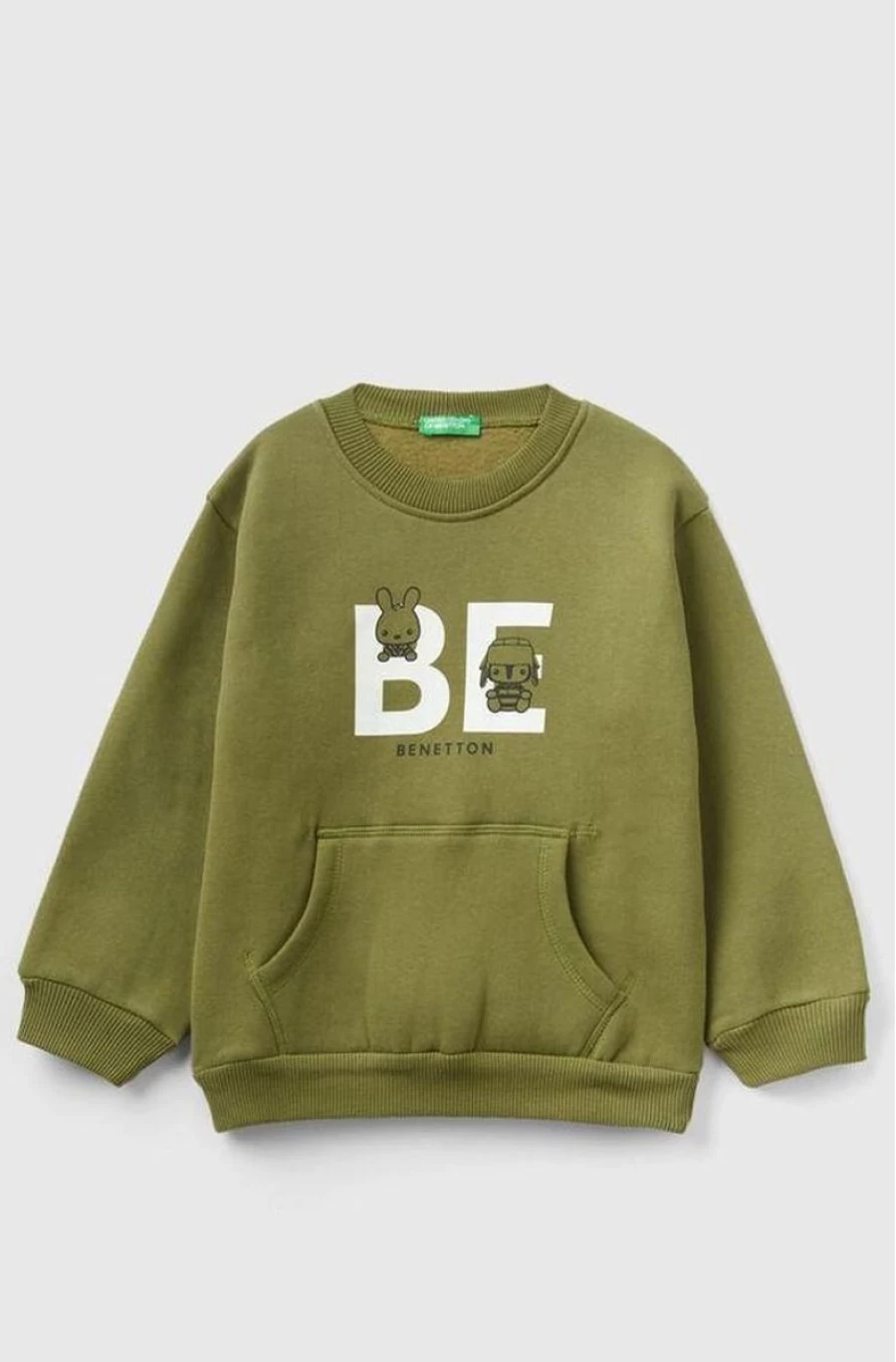 Benetton Boys' Kangaroo Pocket Warm Sweater - Cozy Winter Pullover for Kids