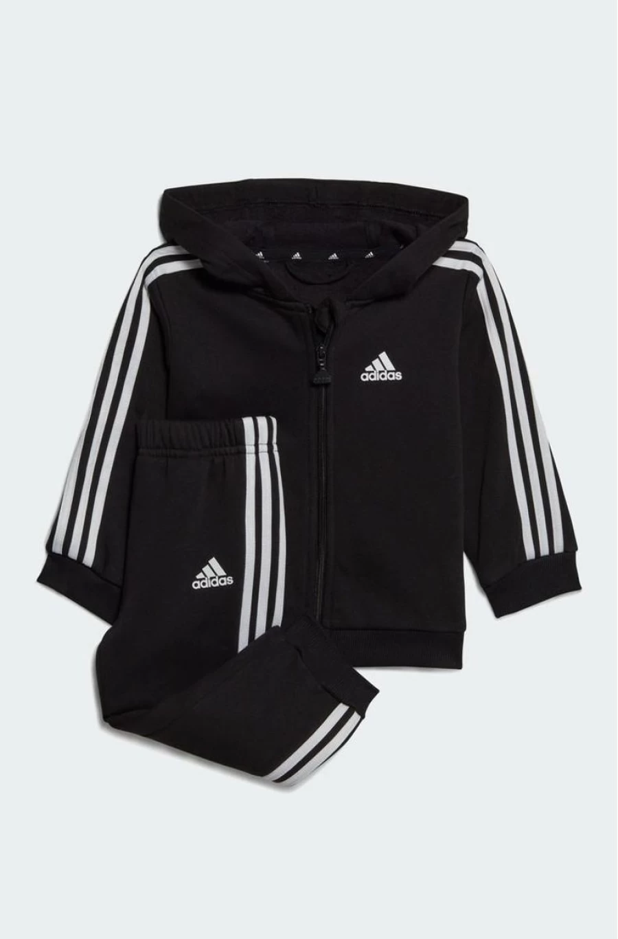 Adidas Boys' Black Essentials Full-Zip Hooded Jogger Set